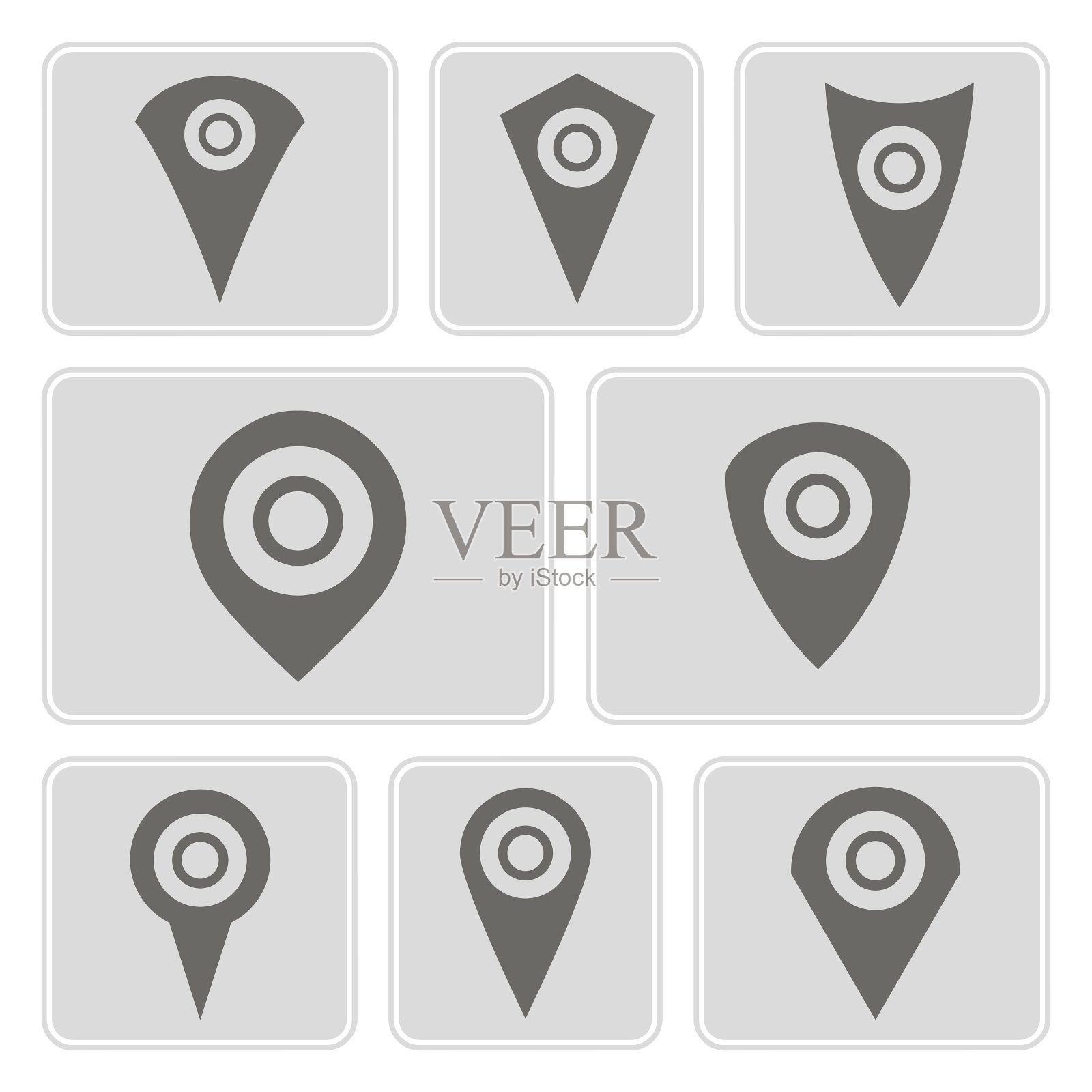 黑白图标与位置符号图标素材