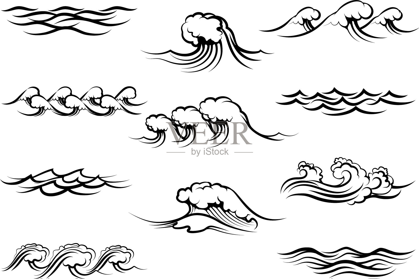 海浪插画图片素材