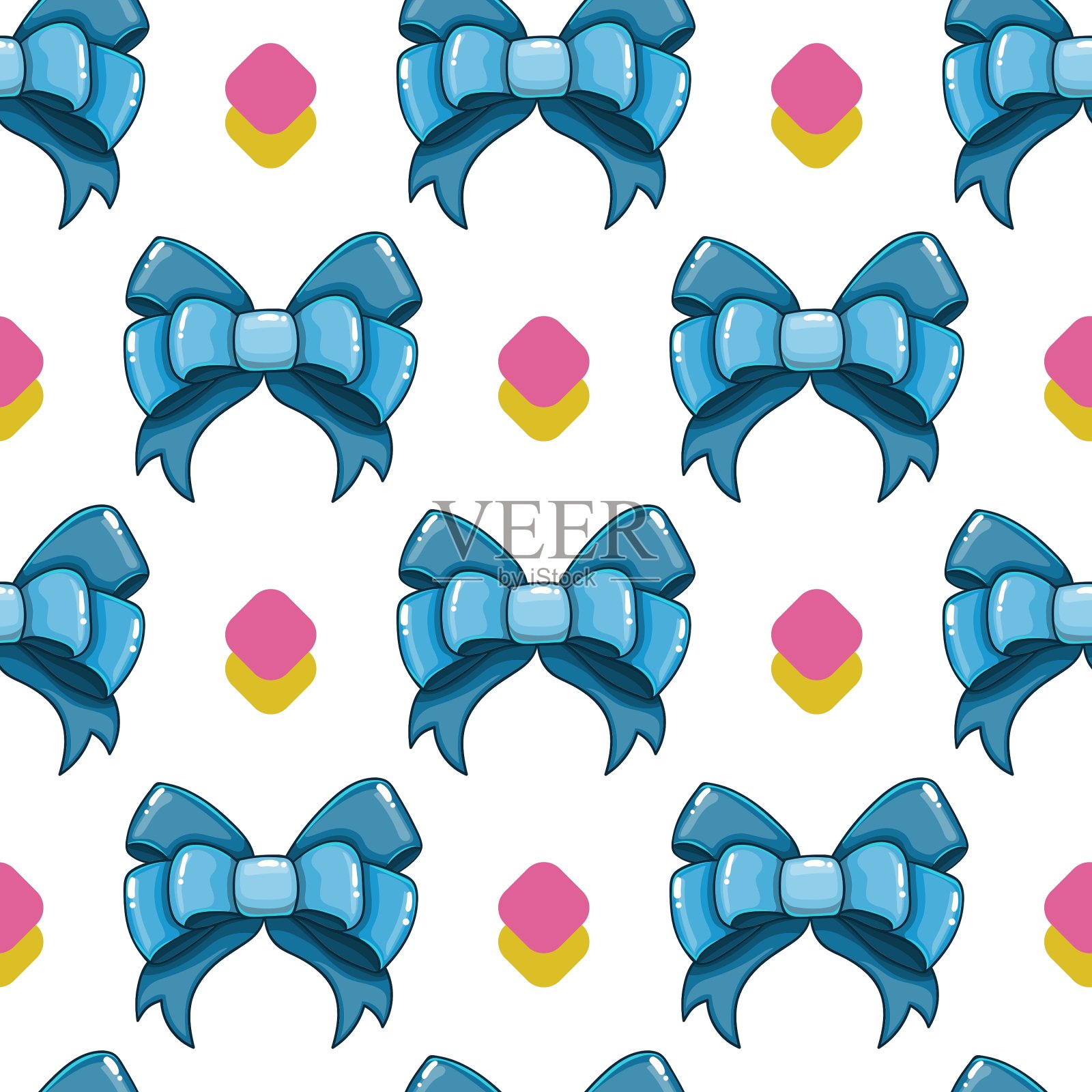 无缝图案可爱卡通蝴蝶结5插画图片素材