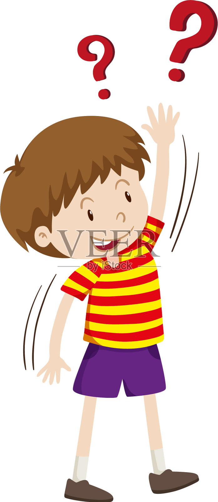 一个小男孩举起手臂问问题设计元素图片