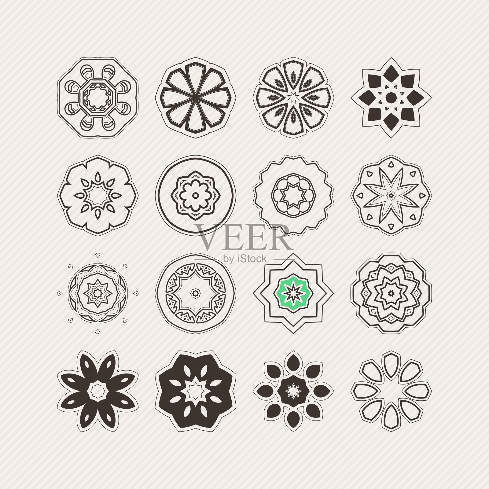 一套华丽的曼荼罗象征哥特式蕾丝插画图片素材