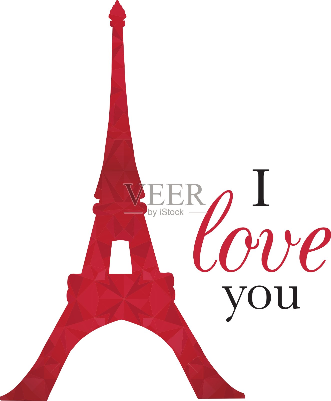 红宝石红色的巴黎艾菲尔塔在圣瓦伦丁设计元素图片