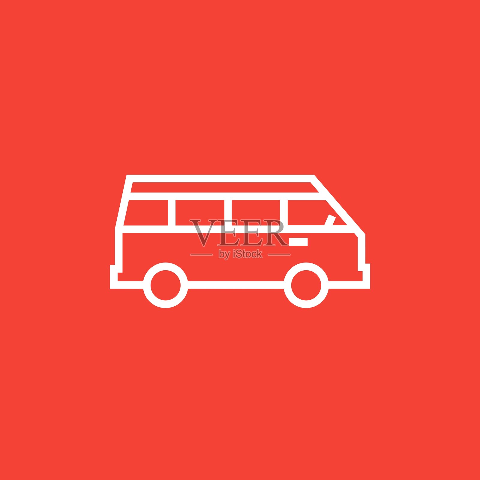 小型公共汽车线图标插画图片素材