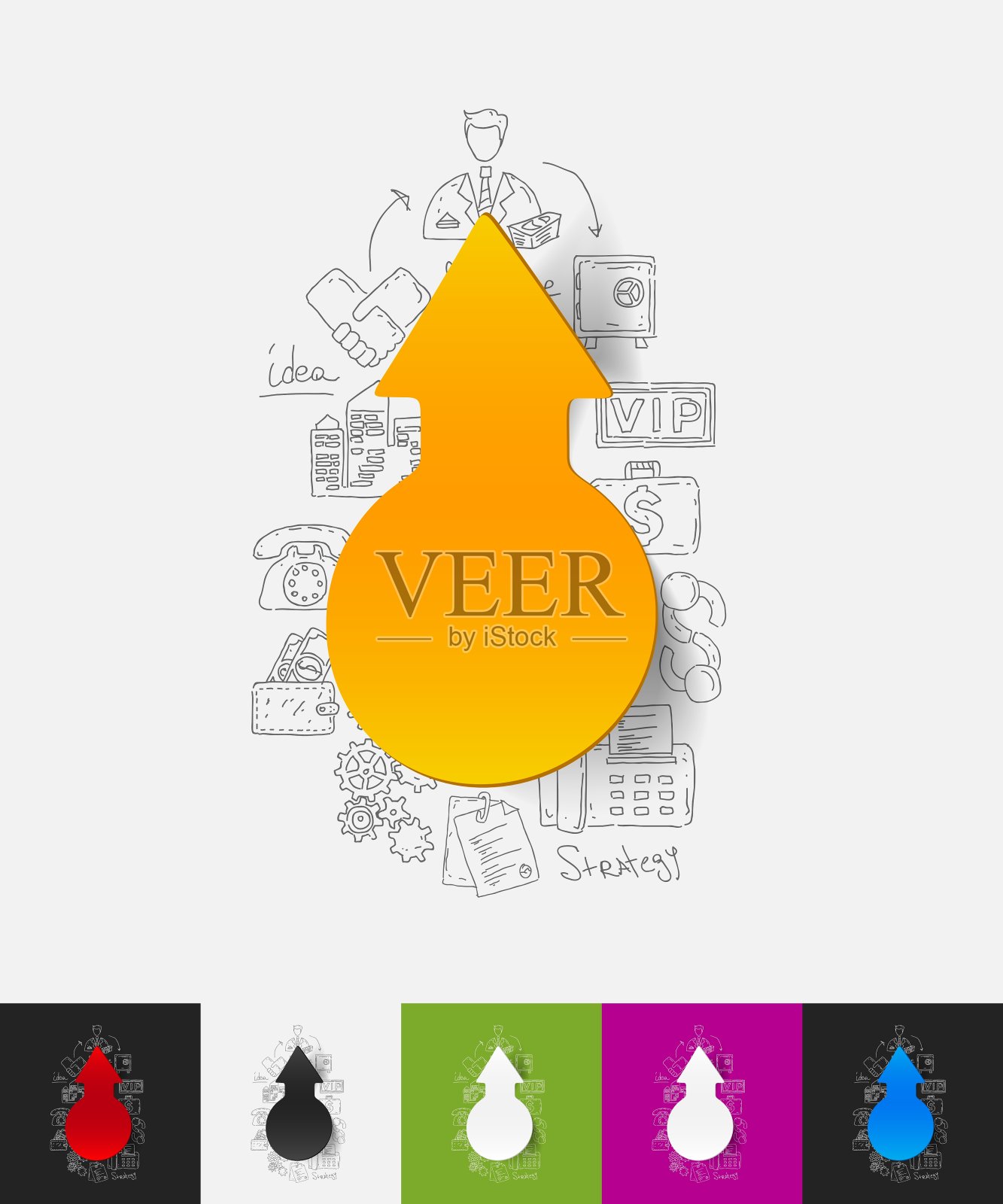 箭头纸贴纸与手绘元素插画图片素材