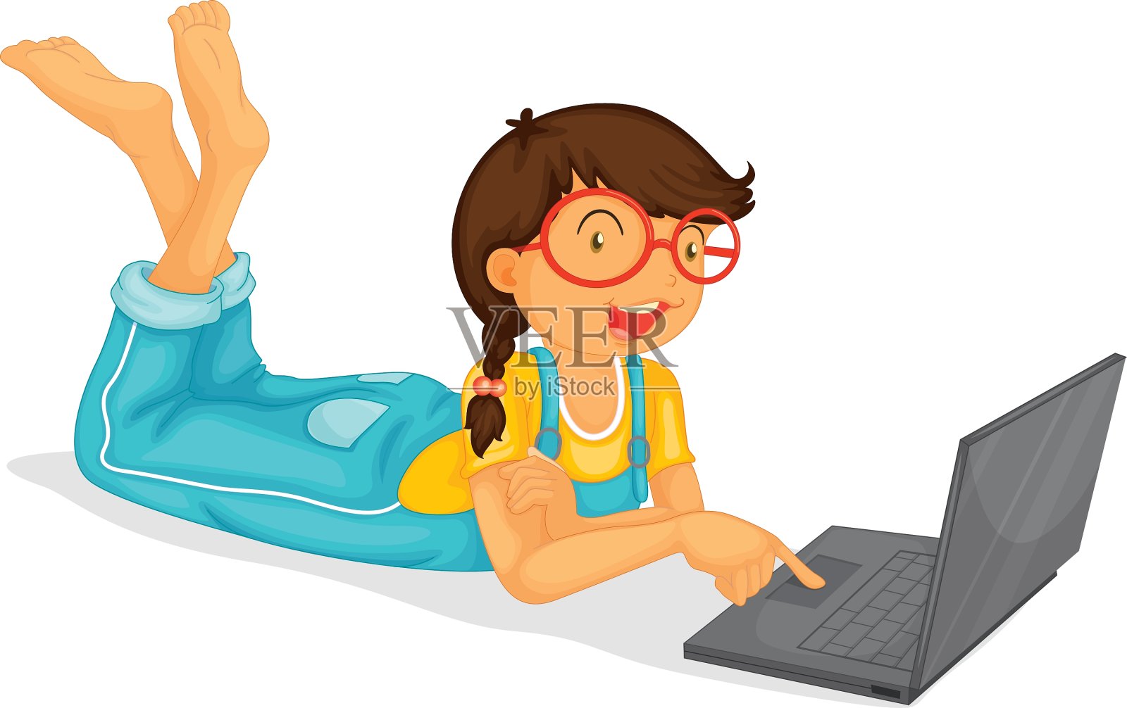 女孩和笔记本电脑设计元素图片