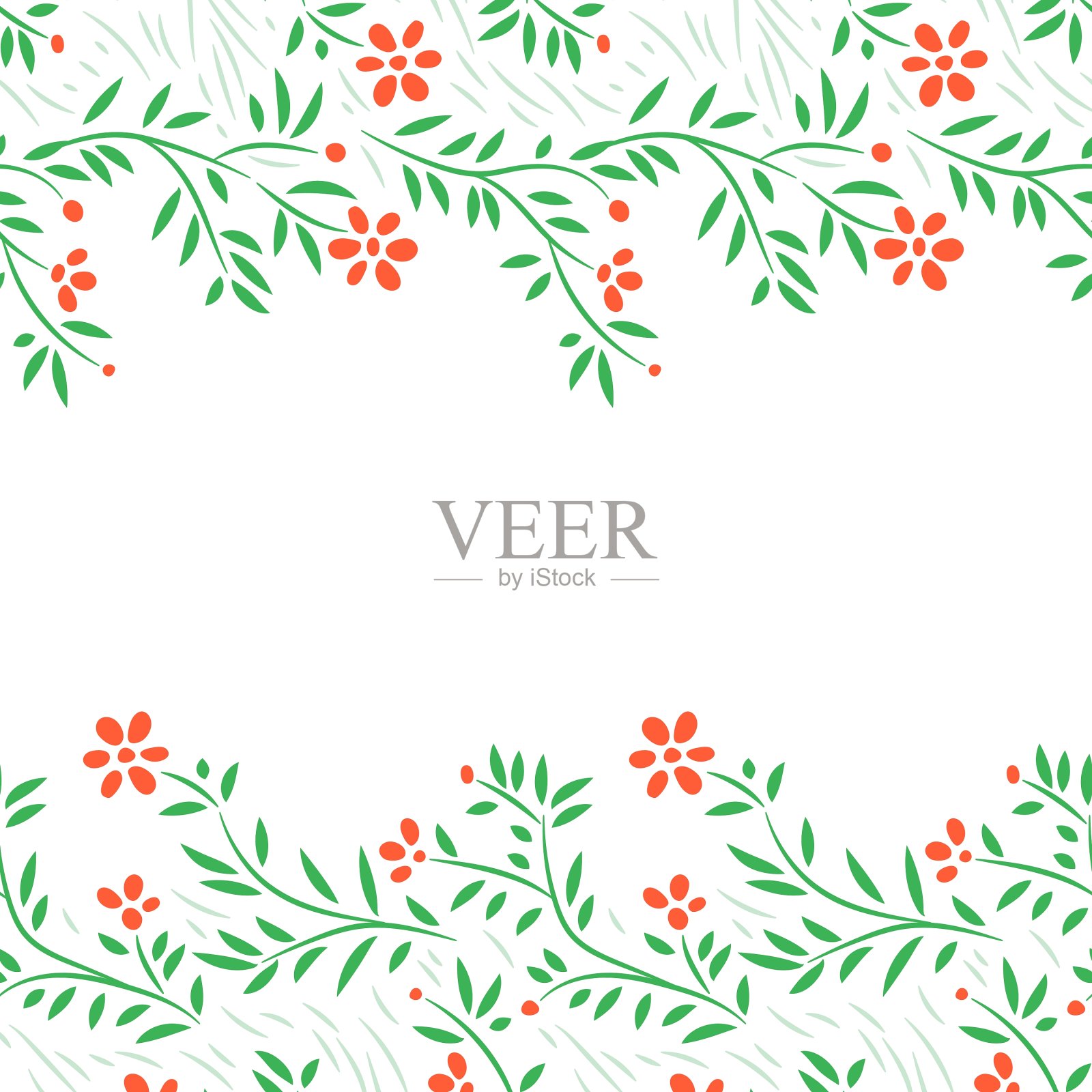 红花横框无缝边框上插画图片素材