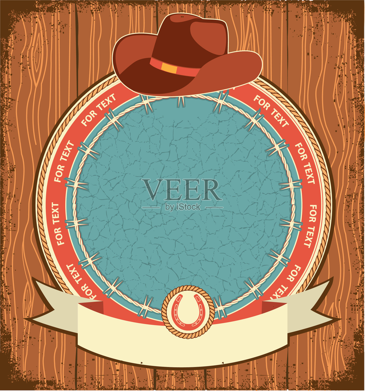 西部标签背景与牛仔帽老插画图片素材
