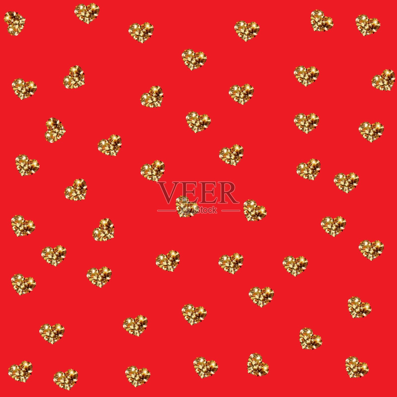 情人节的心金灿灿插画图片素材