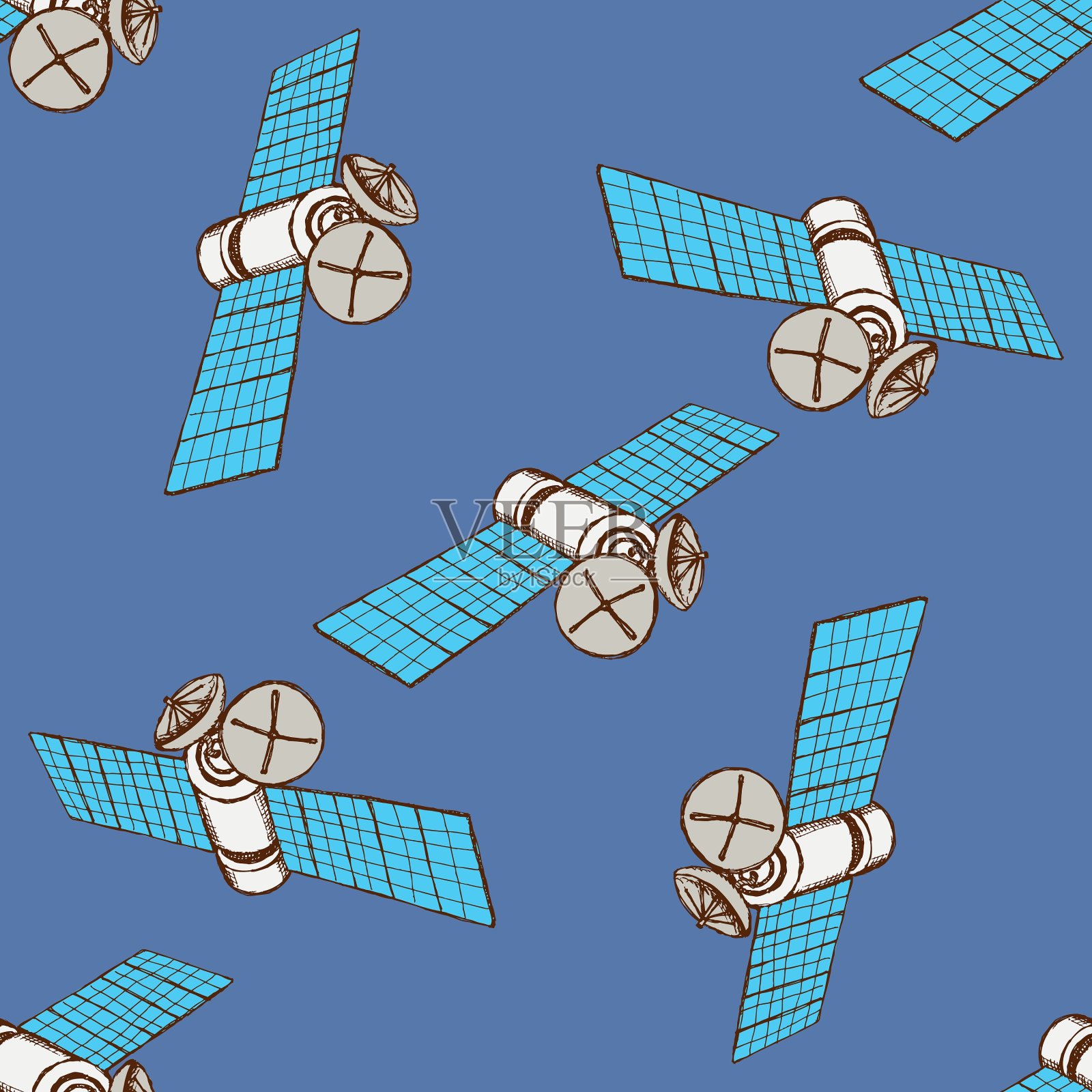 草图空间卫星插画图片素材