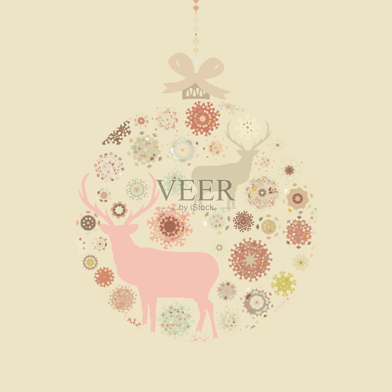 圣诞雪花装饰卡片插画图片素材