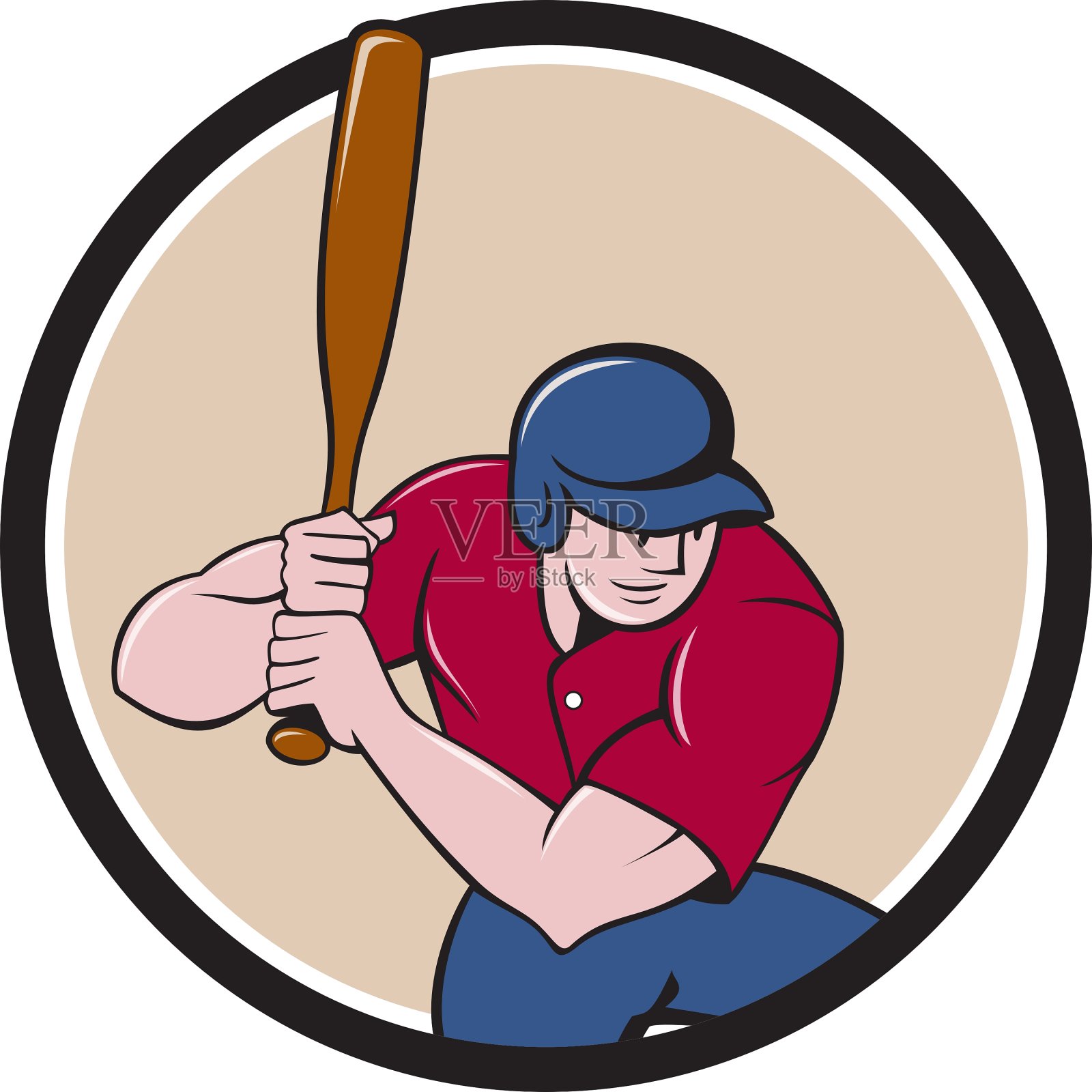 棒球运动员击球圈卡通插画图片素材