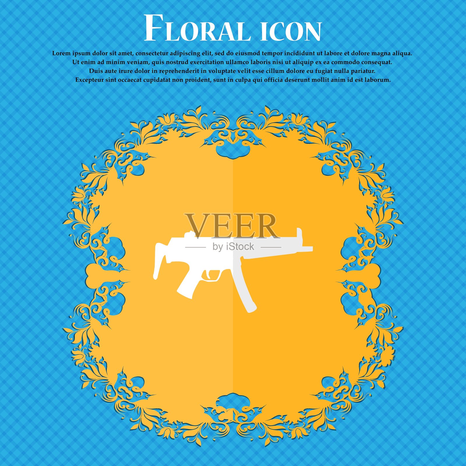 机关枪花平面设计上的蓝色抽象插画图片素材