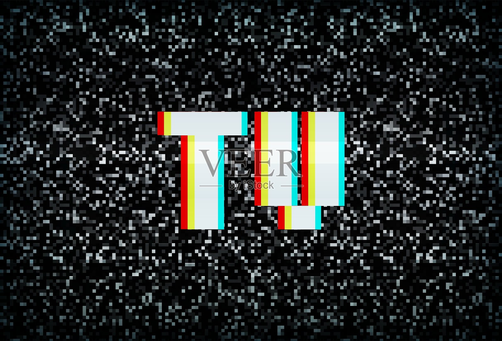 3D立体效果电视文本噪声bw电视插画图片素材