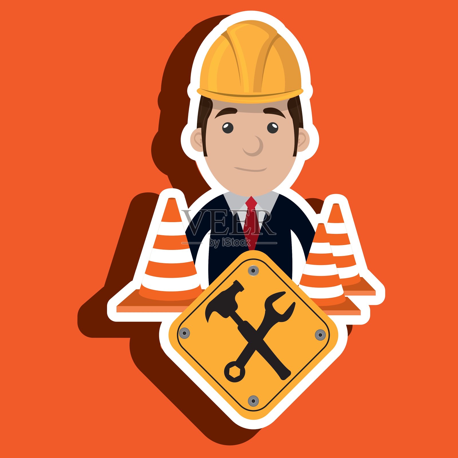 人工施工工具齿轮插画图片素材