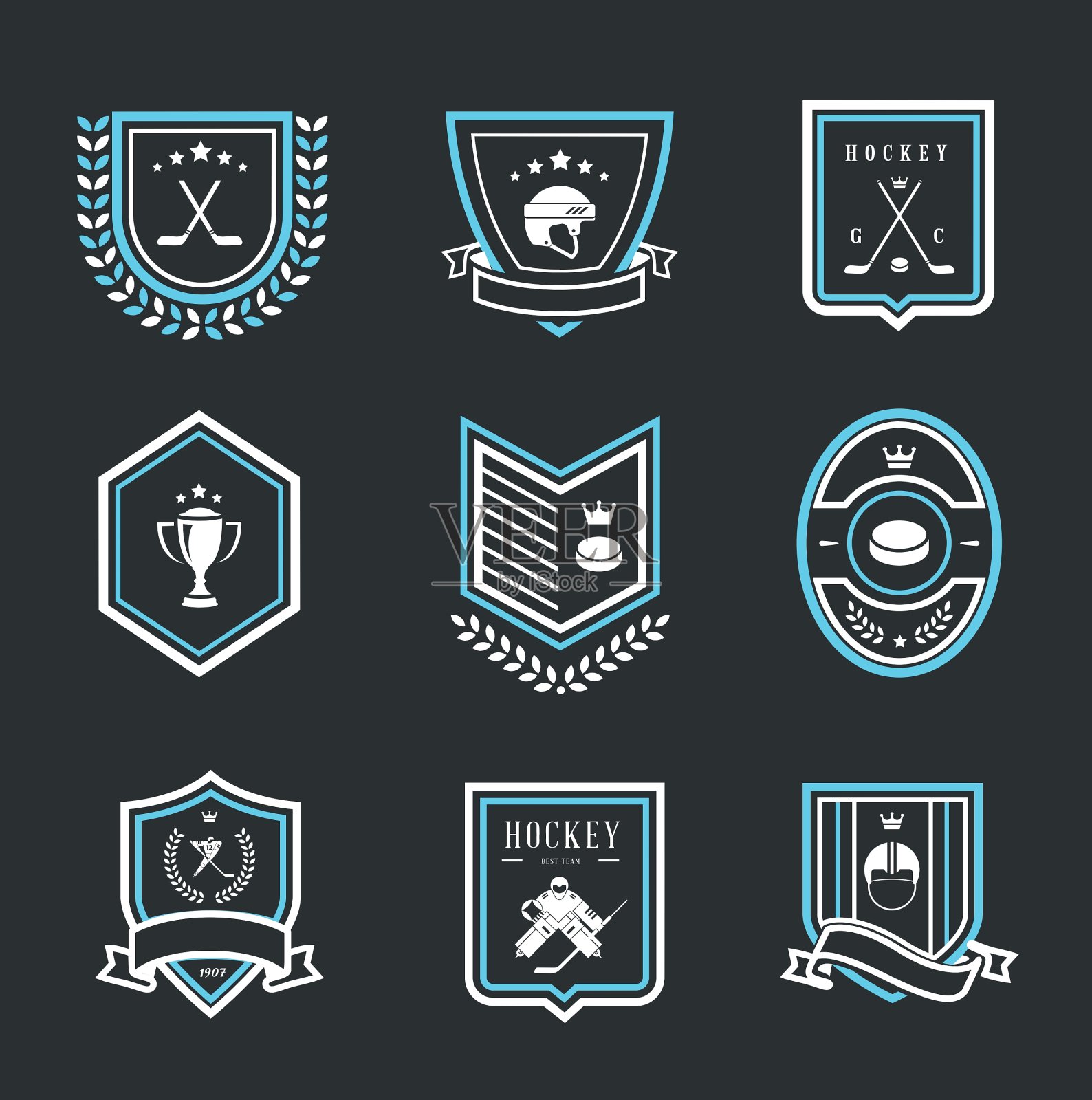 曲棍球运动图标插画图片素材