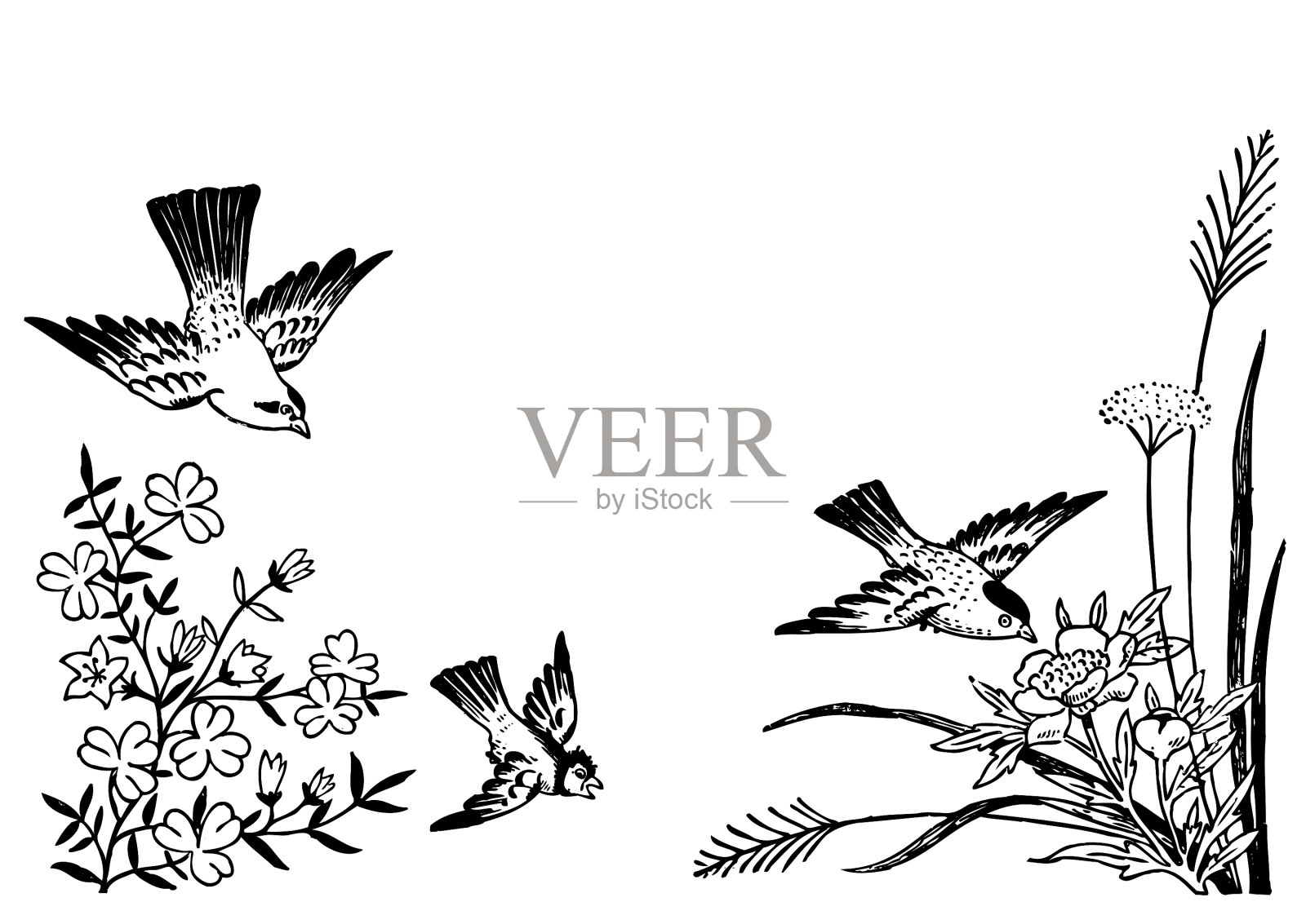 古色古香的角落设计雕刻插画图片素材