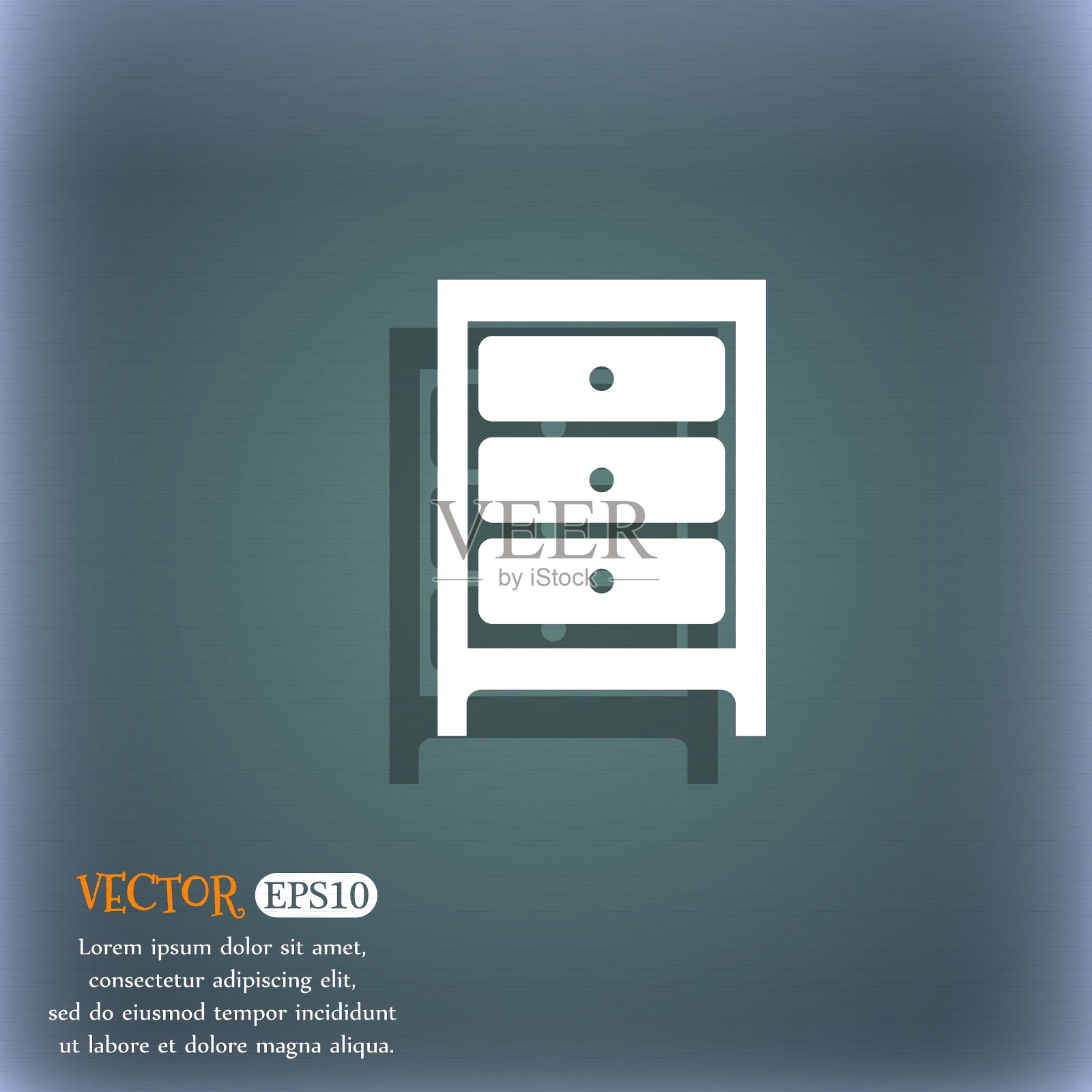 碗柜图标标志上的蓝绿色摘要插画图片素材