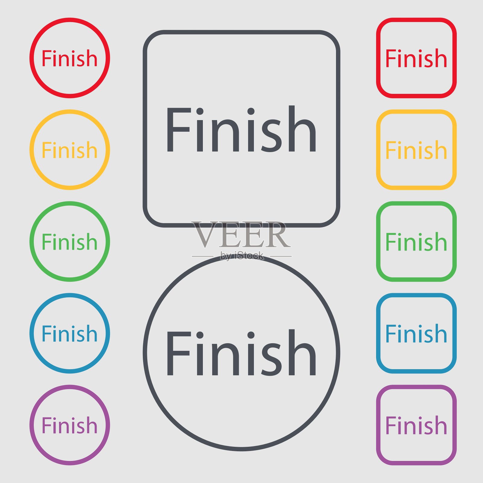 完成标志图标电源按钮符号上的回合图标素材