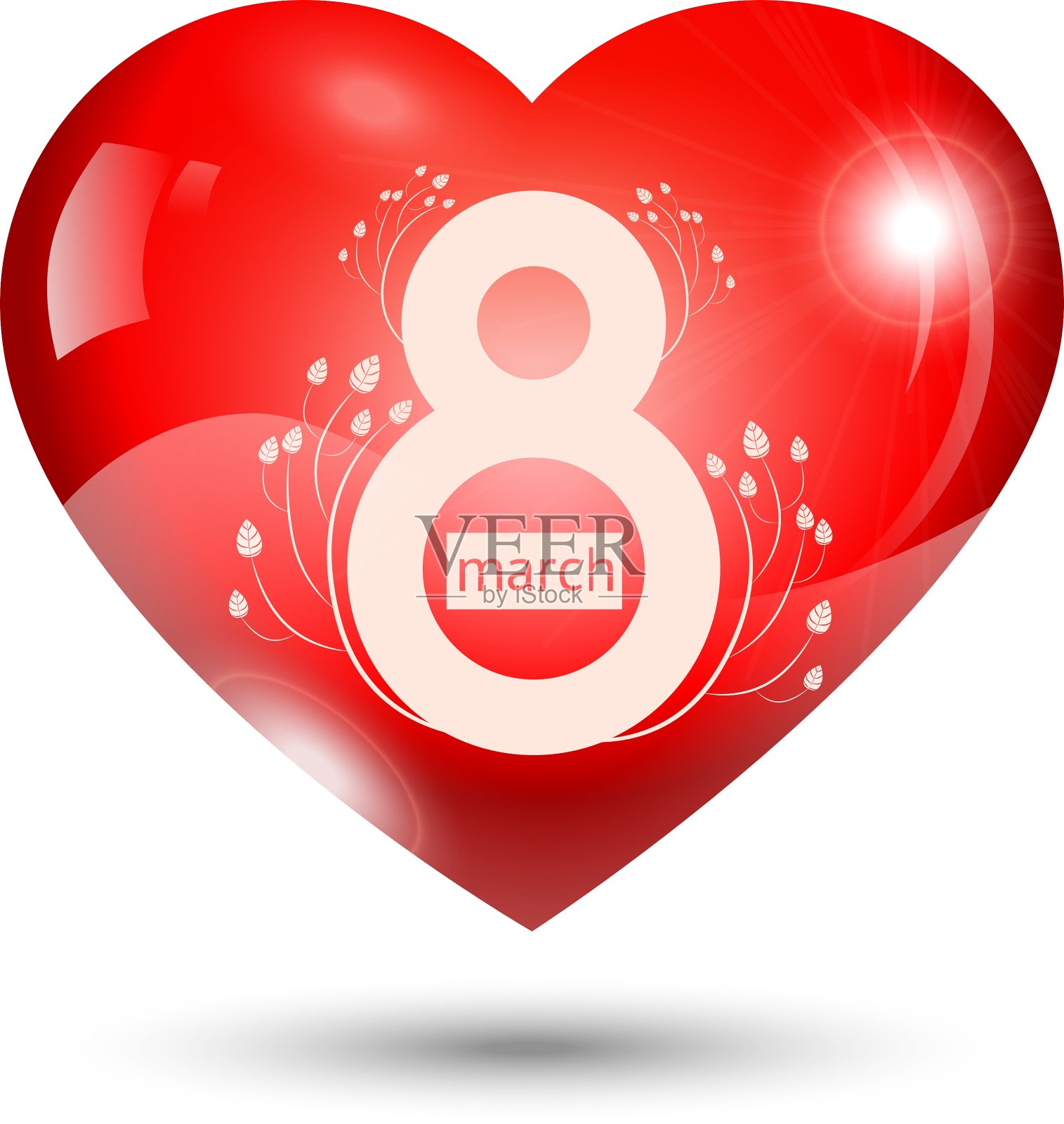 三月八日爱的心插画图片素材