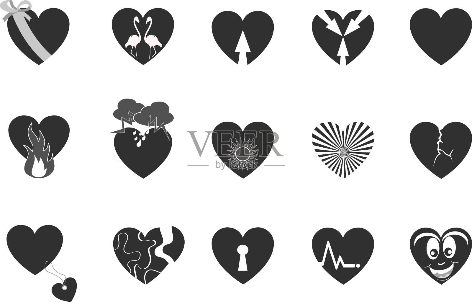 黑色爱心图标图标素材