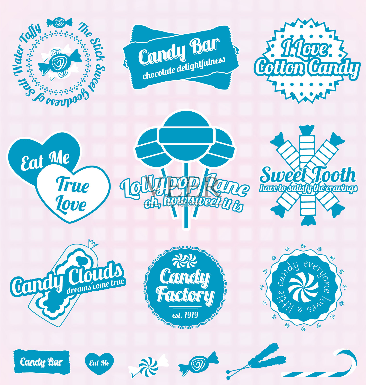 糖果店的标签和图标插画图片素材