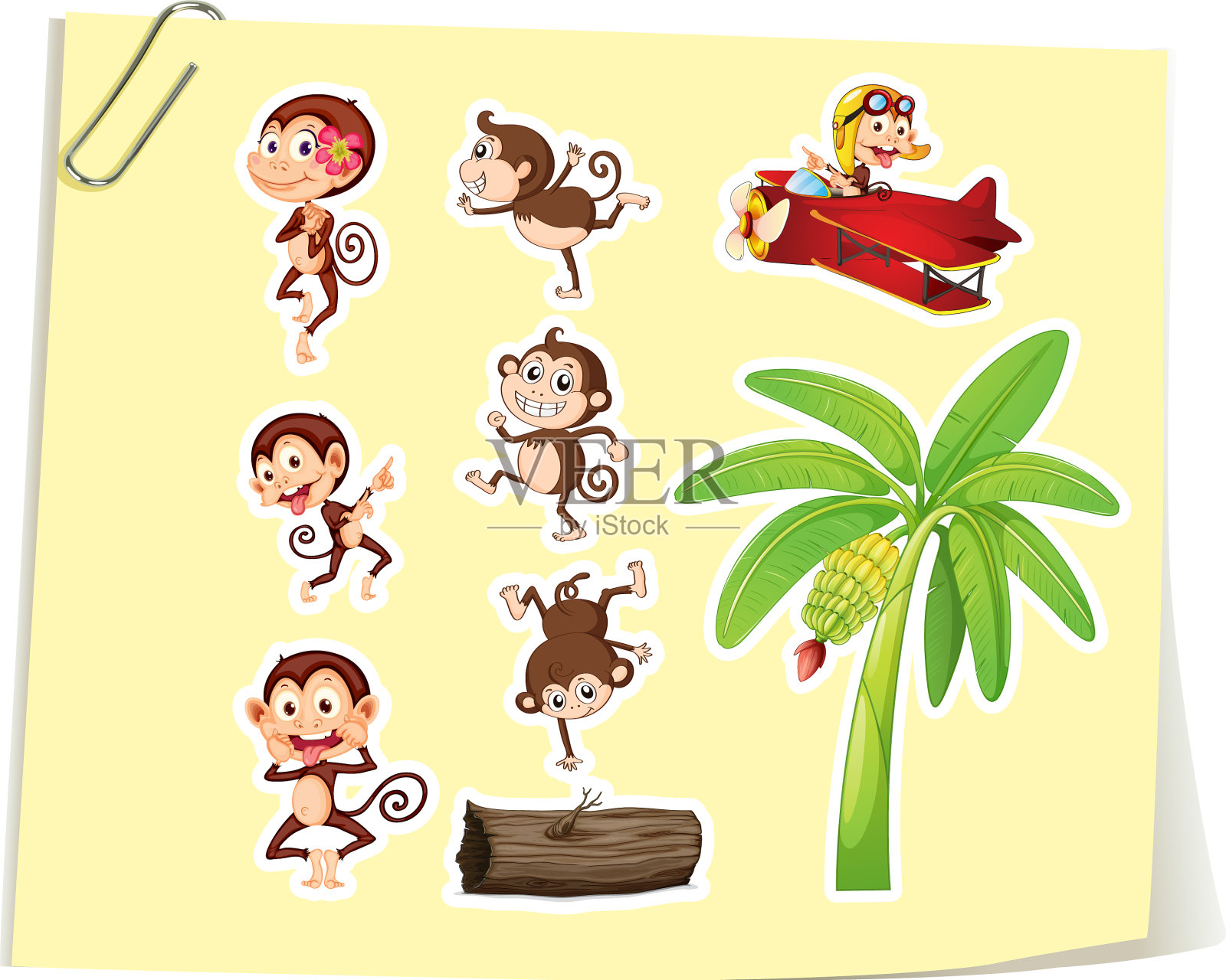 猴子和香蕉树插画图片素材