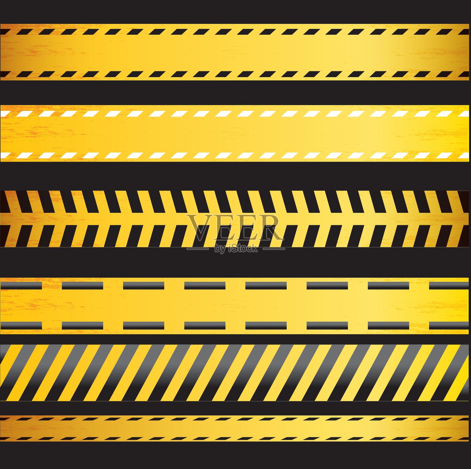 黄色安全警告磁带设置为“警告”图标素材