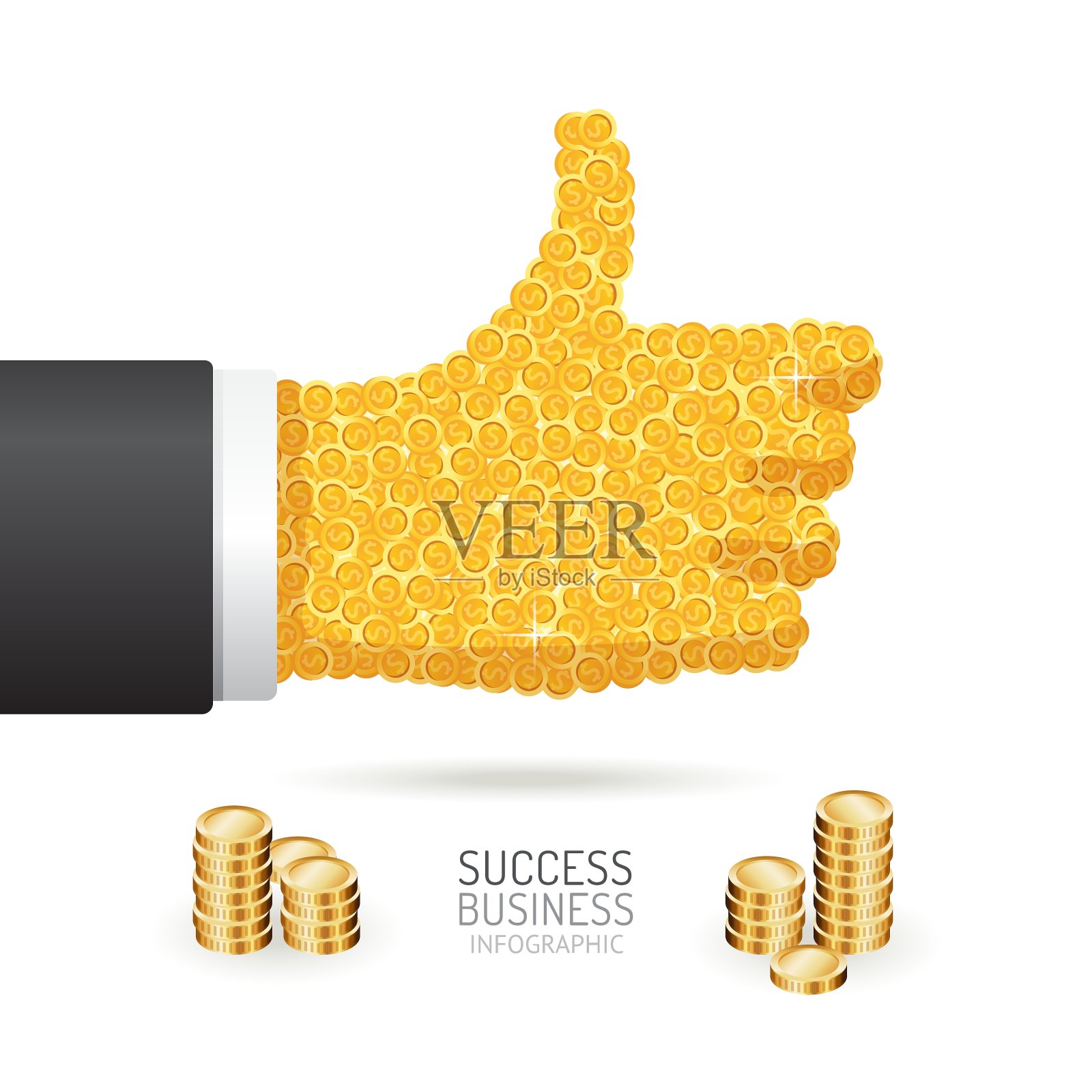 信息图商业铸币好标志手形插画图片素材