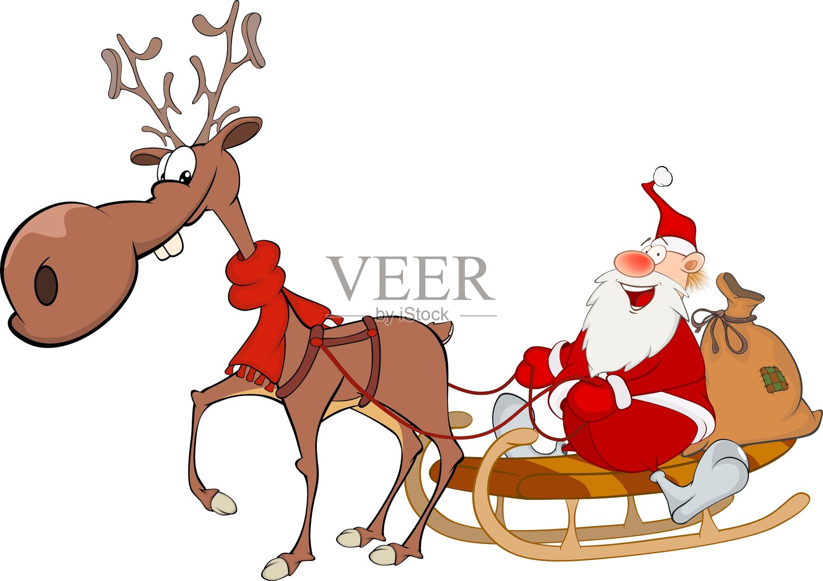 可爱的圣诞老人和驯鹿设计元素图片