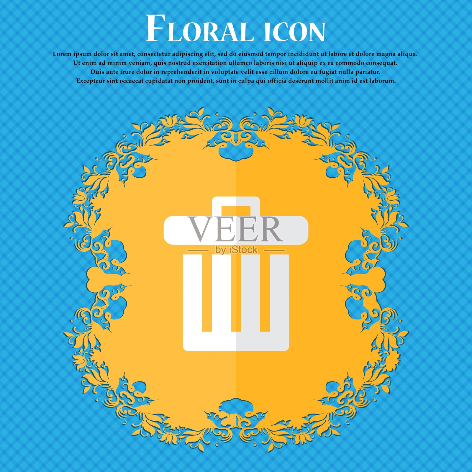 回收站花平面设计上的蓝色抽象插画图片素材