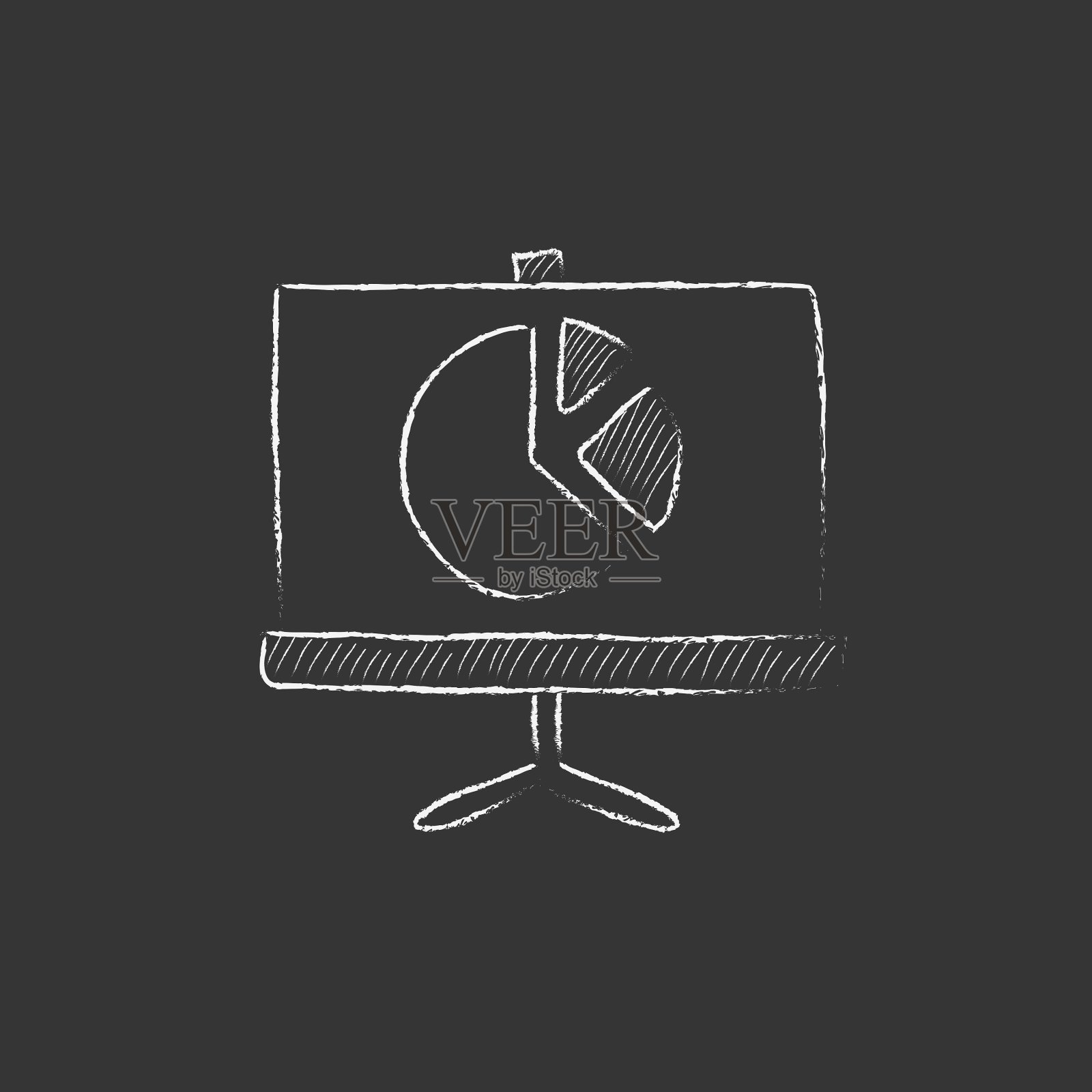 滚动屏幕与饼图用粉笔画插画图片素材