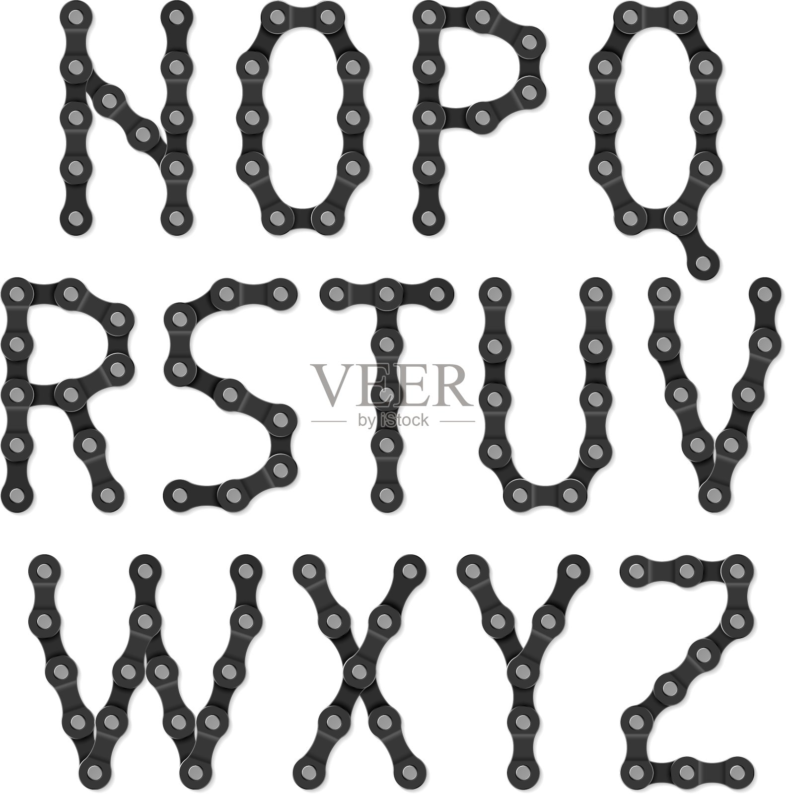 自行车链字母表设计元素图片