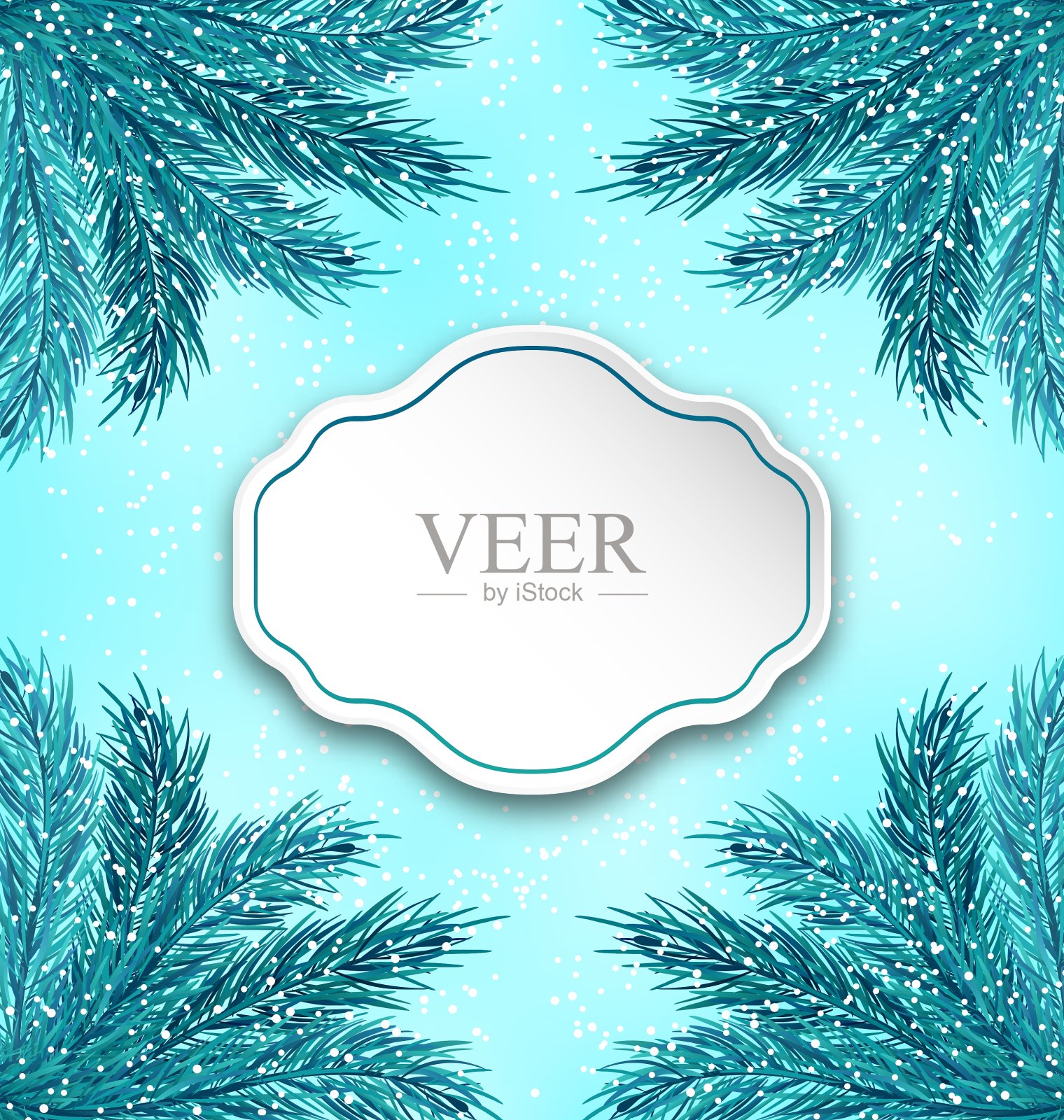 贺卡与框架在冷杉树枝插画图片素材