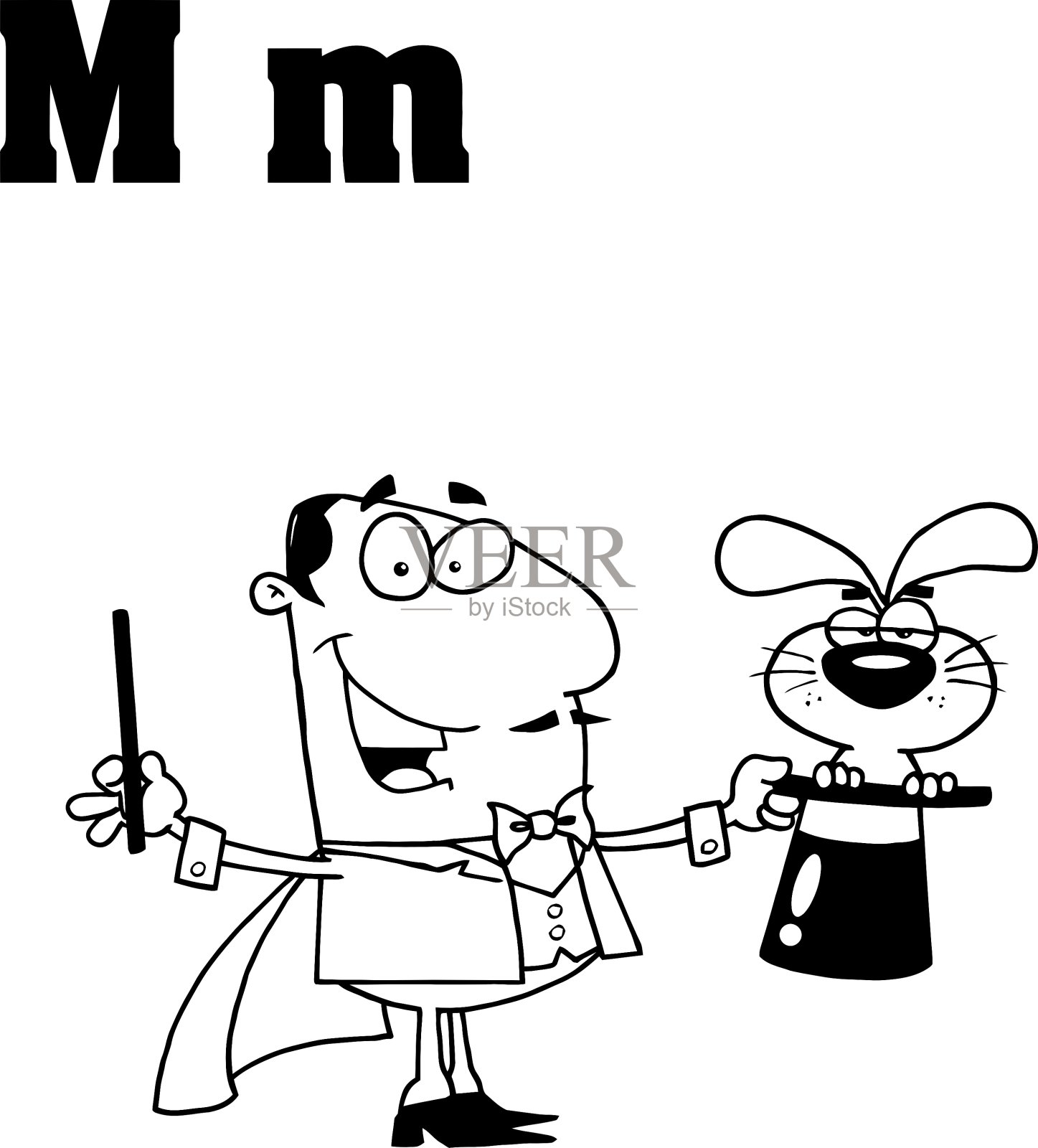 卡通字母魔术师插画图片素材