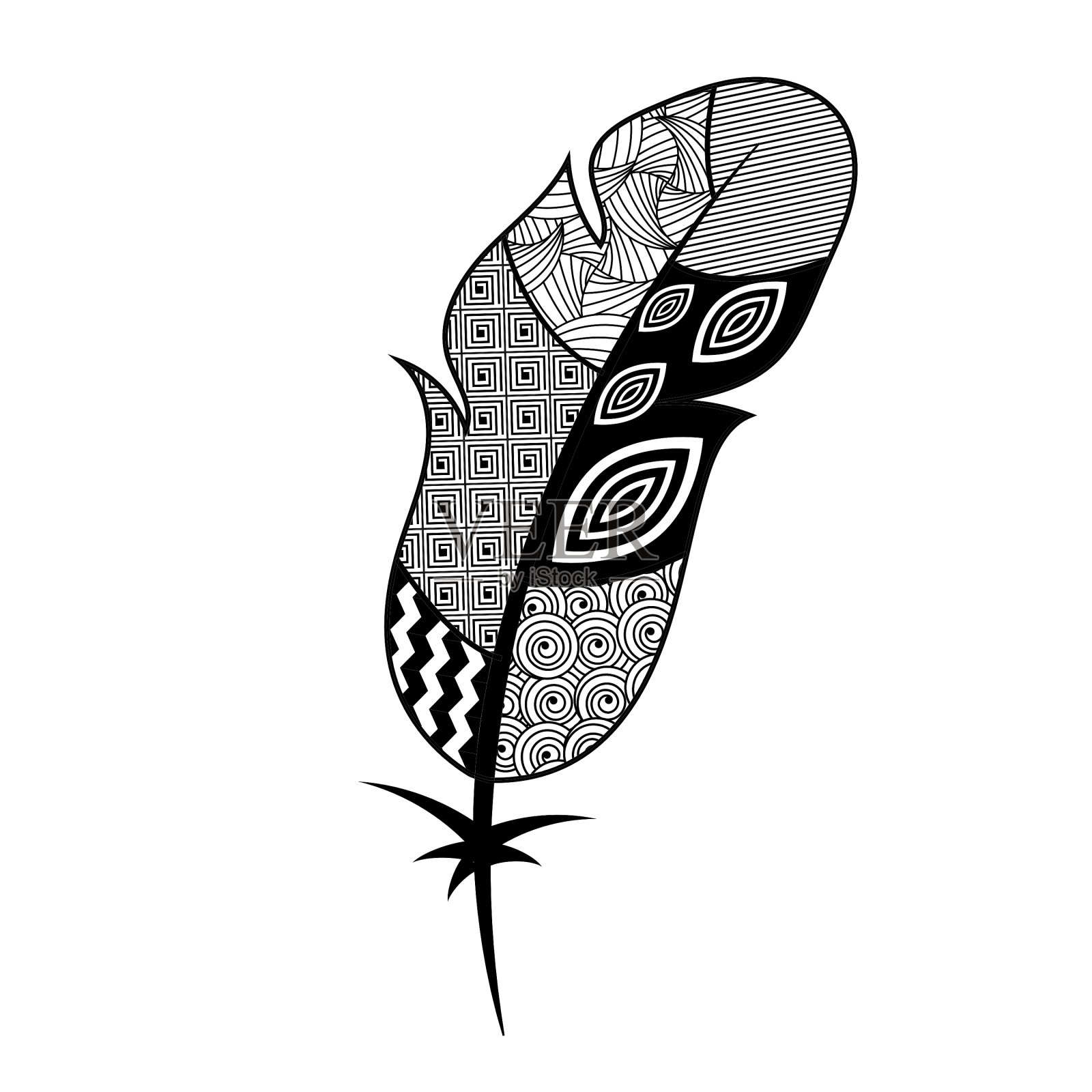 黑白相间的羽毛设计元素图片