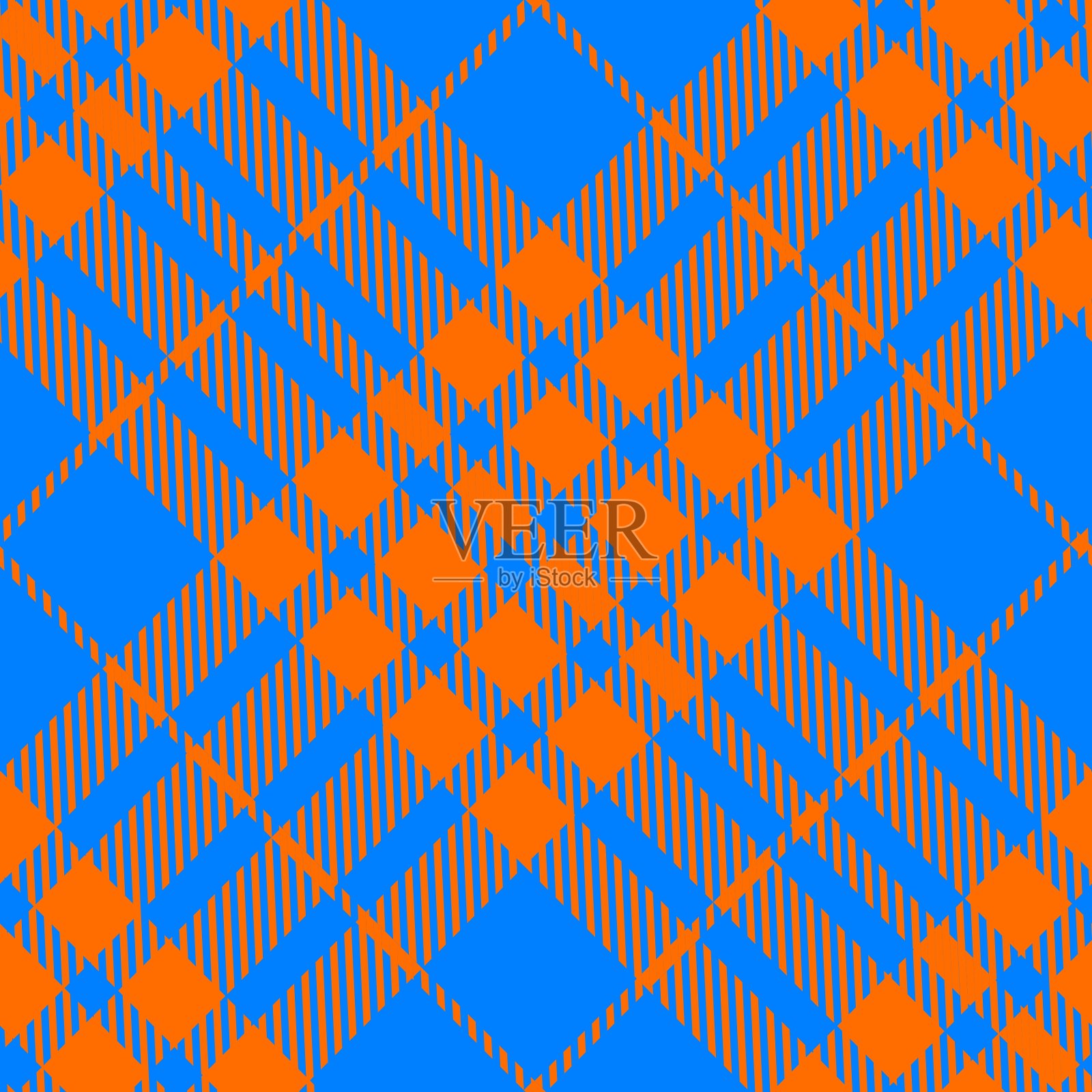 橙色和蓝色格子呢的斜缝插画图片素材