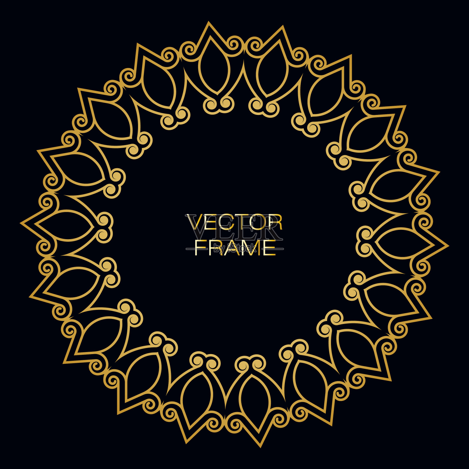 优雅的金色框架在时尚的轮廓风格插画图片素材