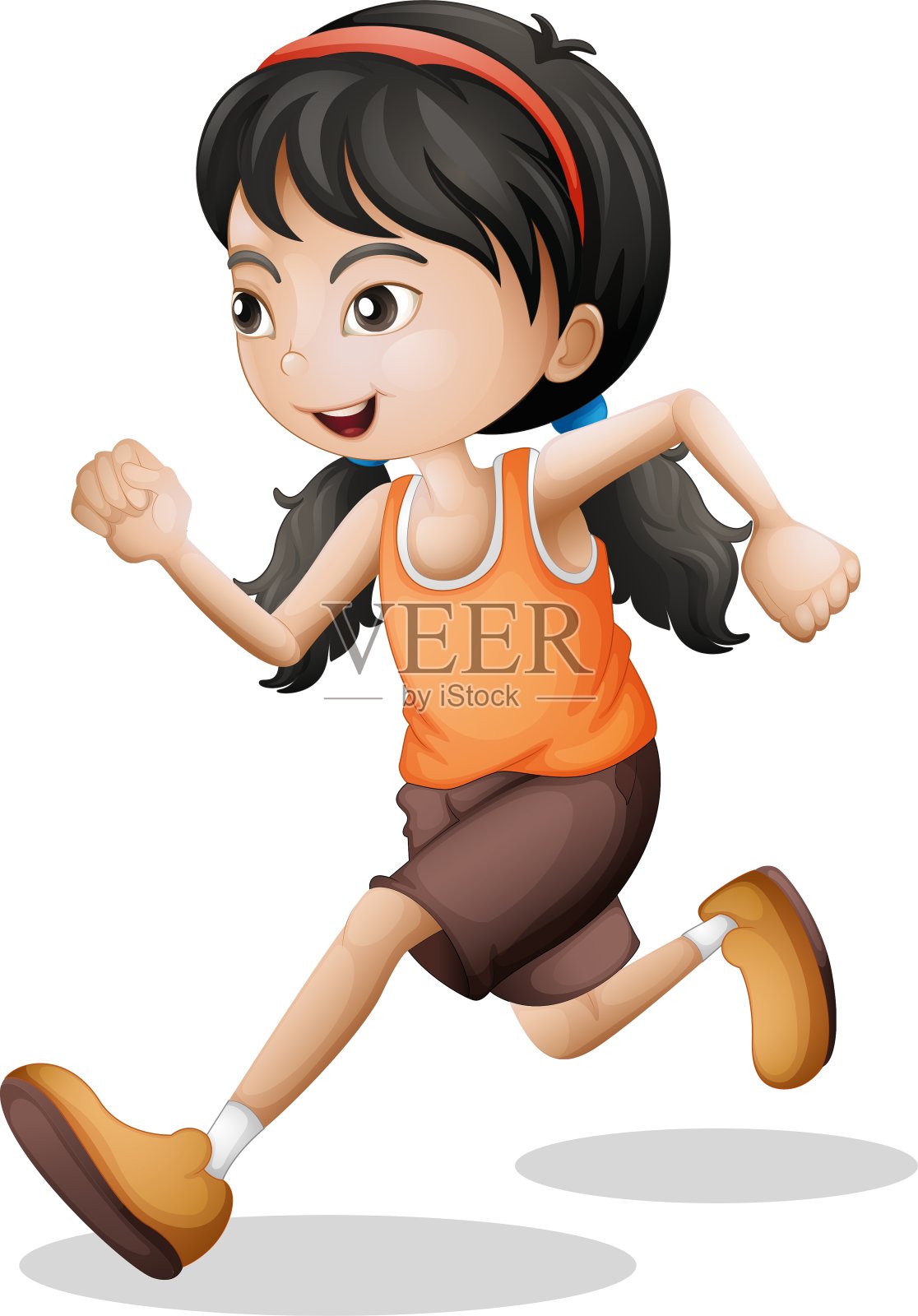 一个少年慢跑插画图片素材