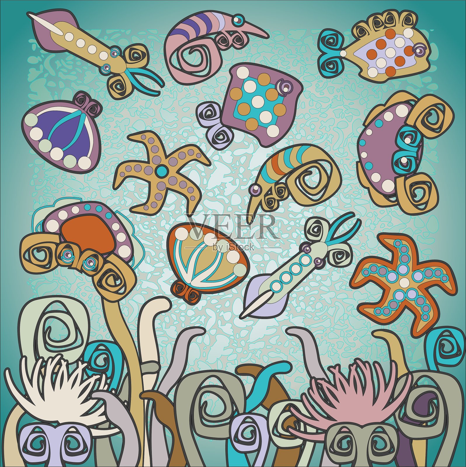 海洋动物模式插画图片素材