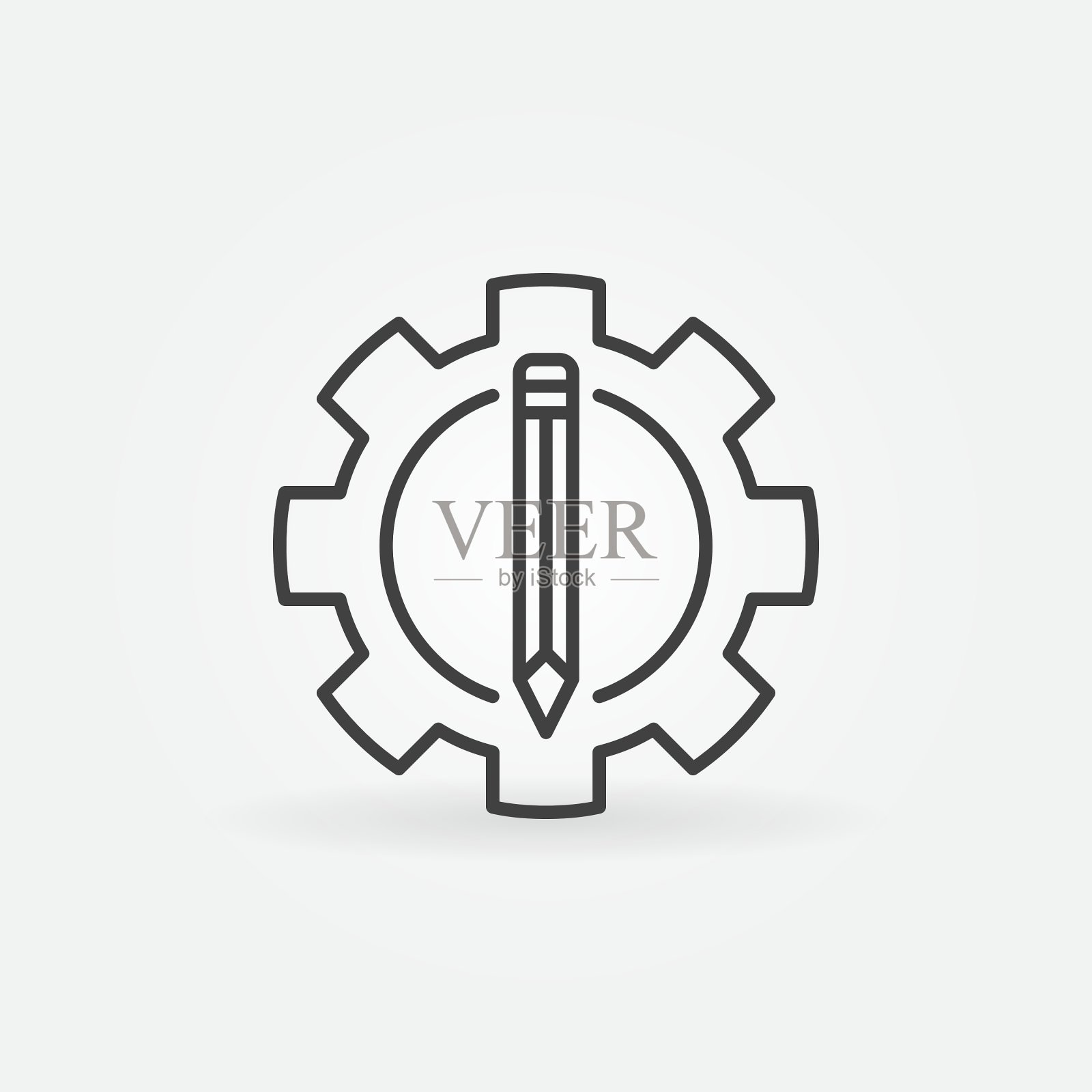 铅笔在齿轮图标插画图片素材