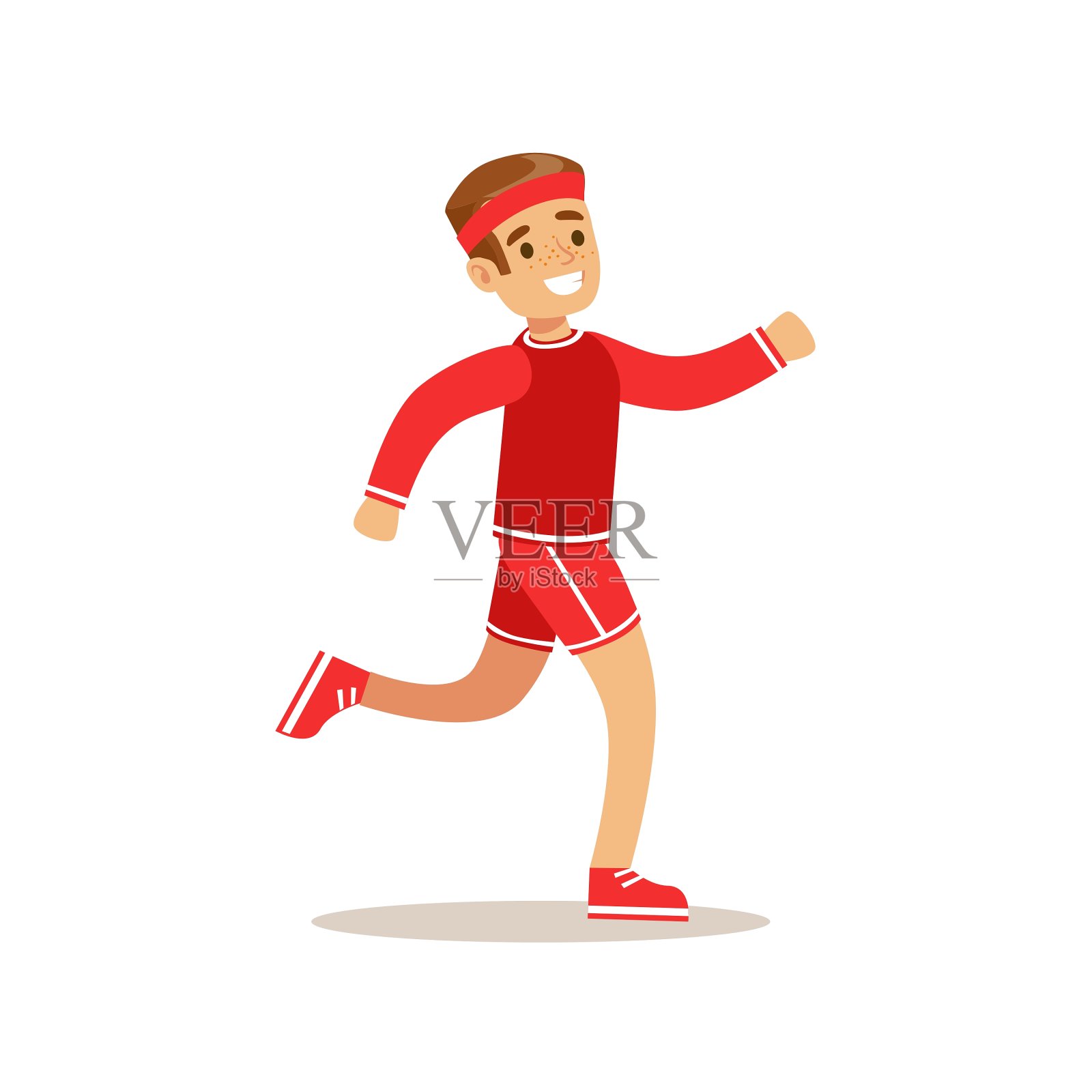 跑步男孩练习不同的运动设计元素图片