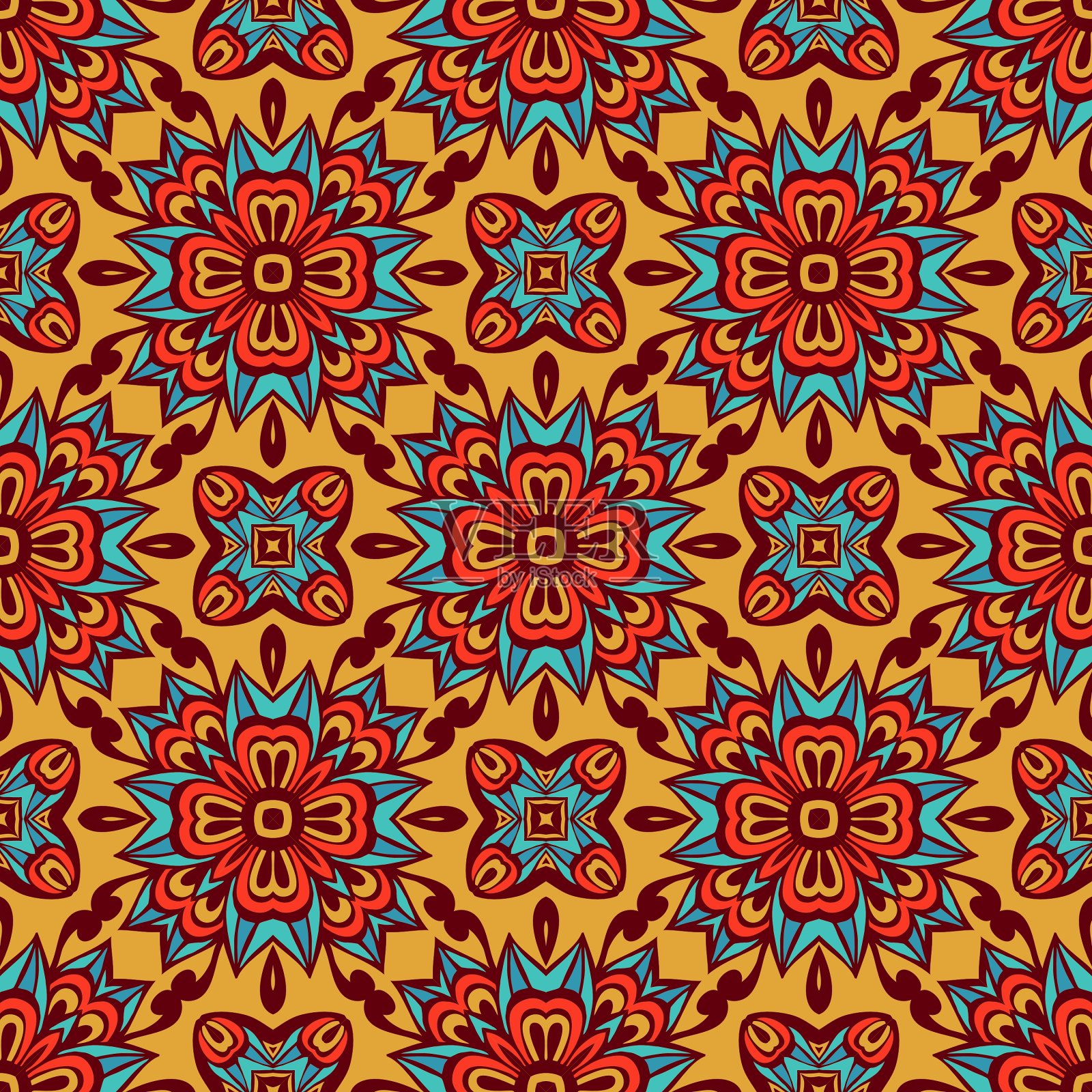 大马士革节日花卉装饰插画图片素材