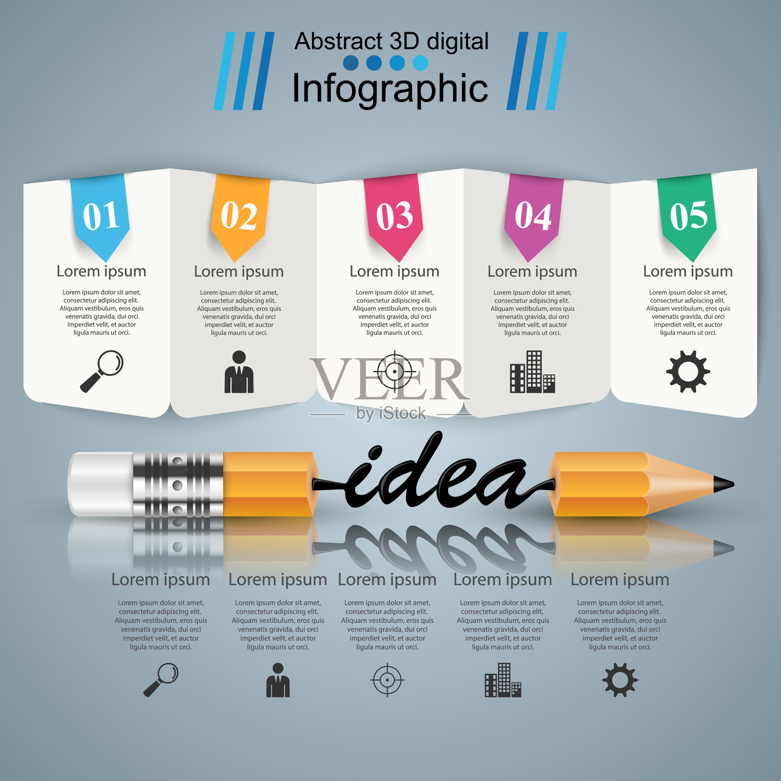 商业信息图铅笔创意图标插画图片素材