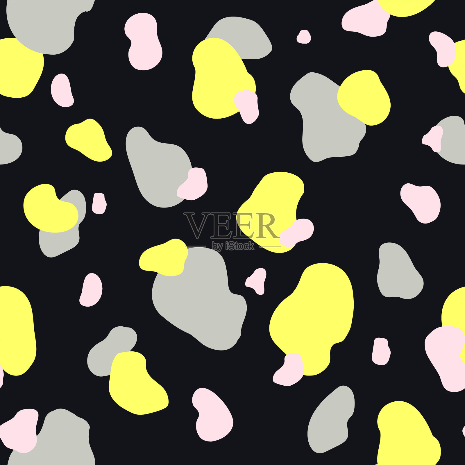 黄色、灰色和粉红色斑点的无缝图案插画图片素材