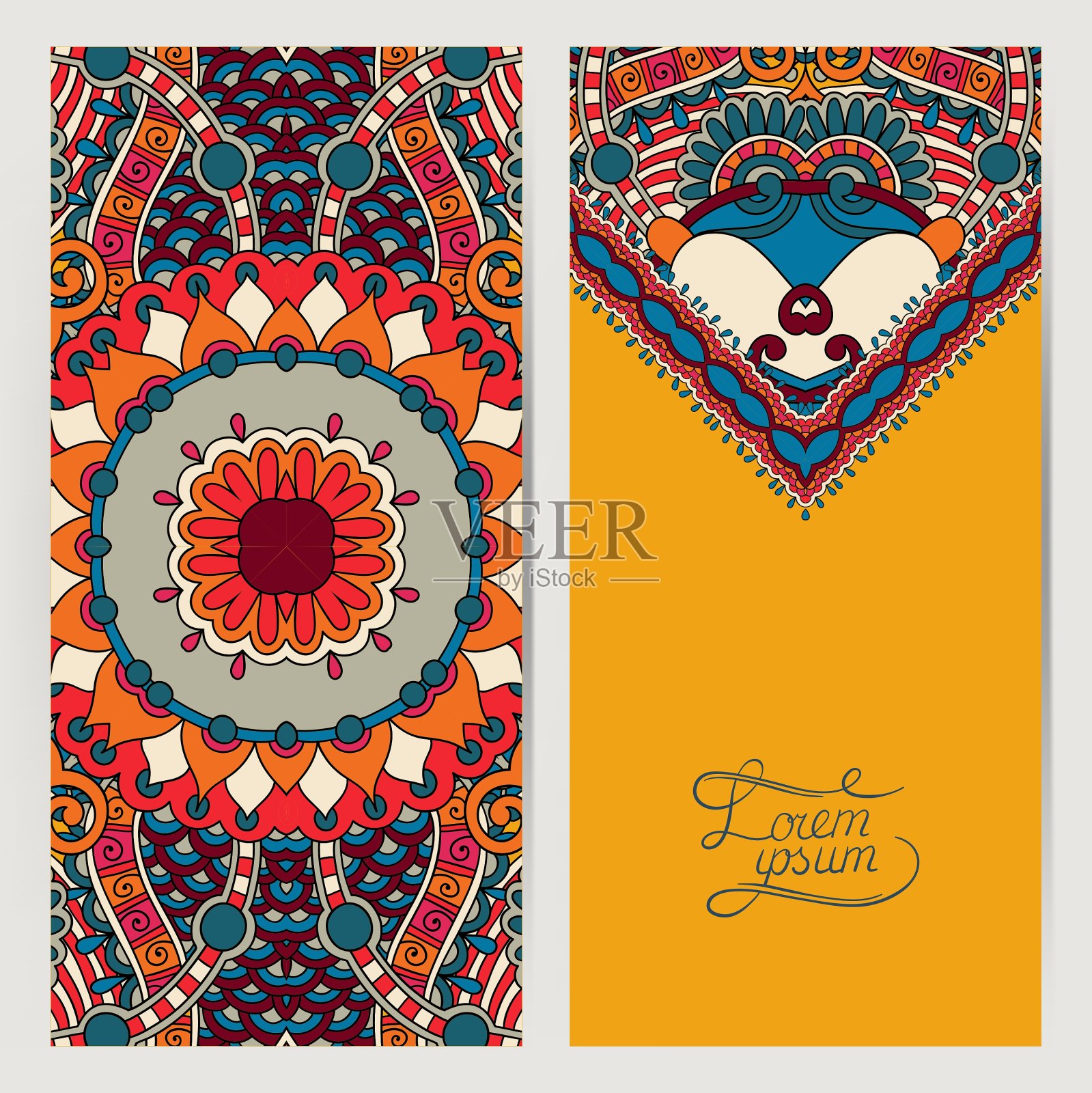 装饰标签卡的复古设计民族插画图片素材