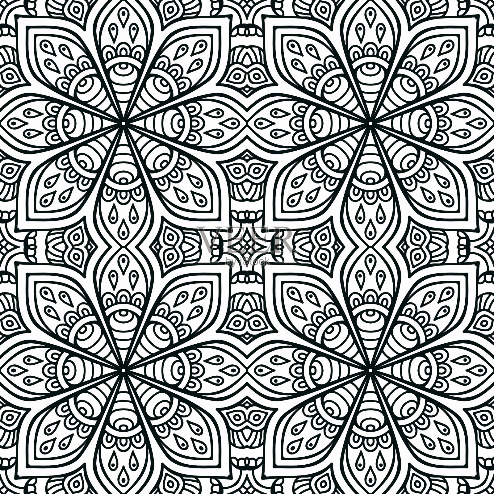 民族花卉无缝图案插画图片素材