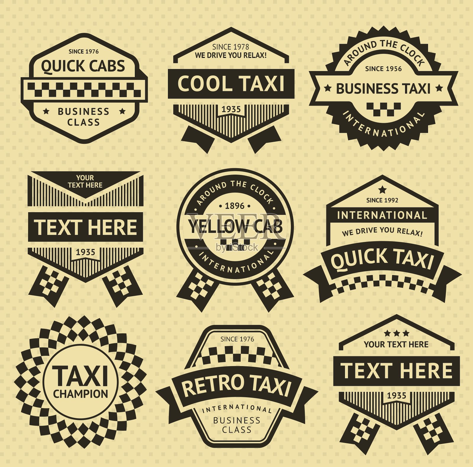 出租车出租车设置标志老风格图标素材