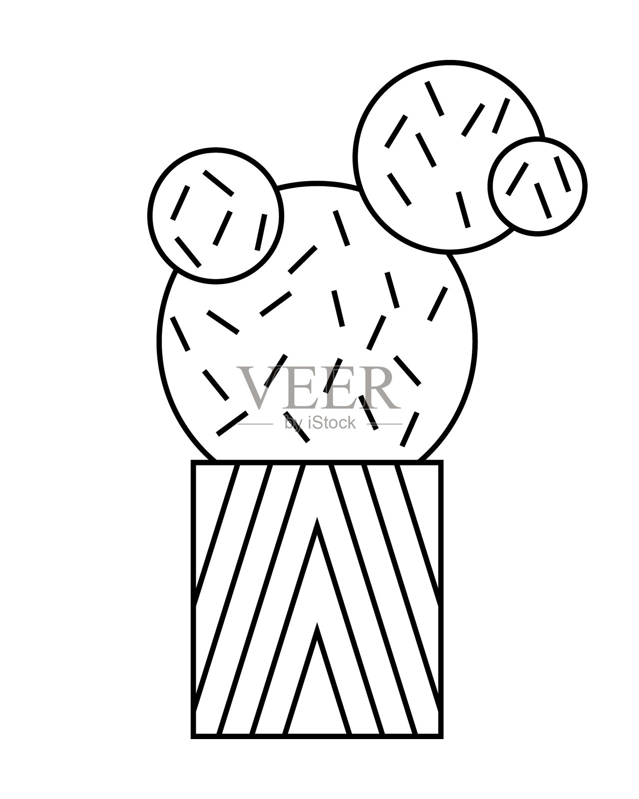 仙人掌肉质扁平，呈线形插画图片素材