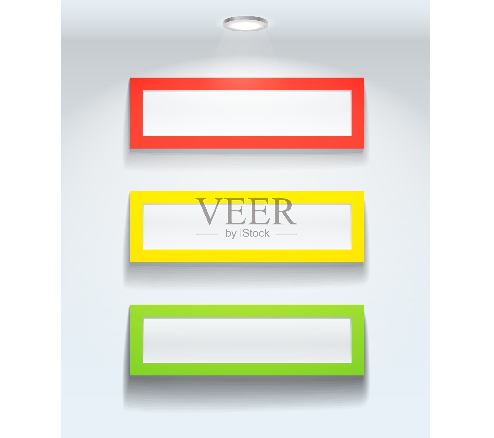 墙上的三个彩色镜框插画图片素材