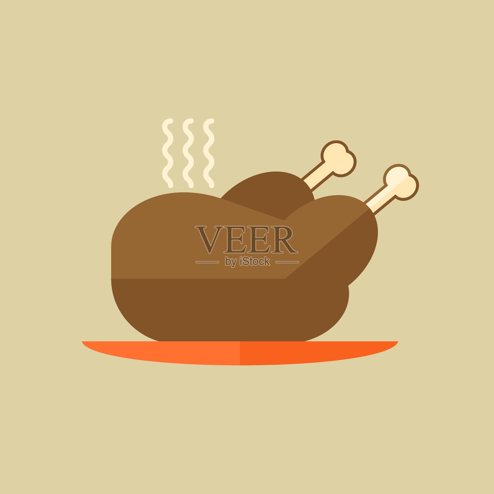 鸡肉食物平面图标插画图片素材